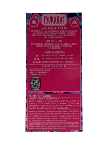 Pink Cheesecake PolkaDot Magic Mushroom Belgian White Chocolate 200mg Magic Per Piece - Image 2