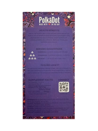 Caramel Peanut Swirl PolkaDot Magic Mushroom Belgian Milk Chocolate 250mg Per Piece - Image 2