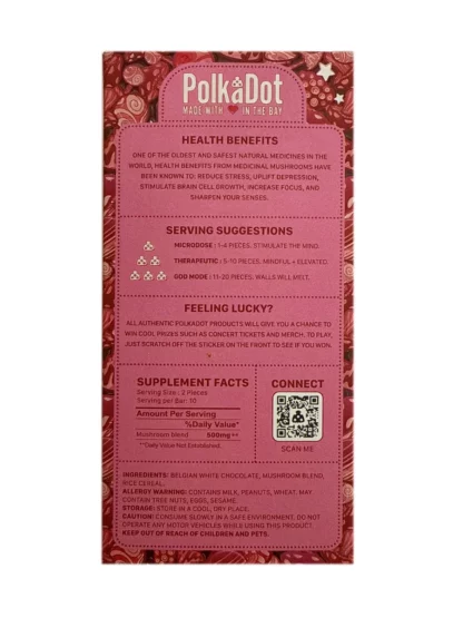 Red Velvet PolkaDot Magic Mushroom Belgian White Chocolate 250mg Per Piece - Image 2