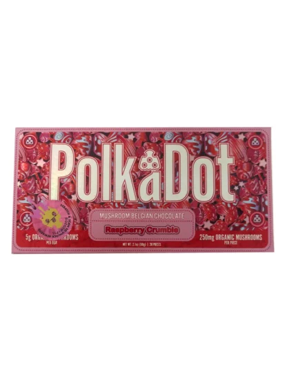 Raspberry Crumble PolkaDot Magic Mushroom Belgian White Chocolate 250mg Per Piece