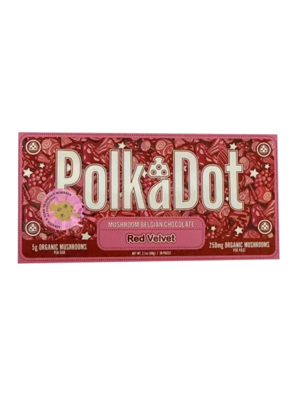 Red Velvet PolkaDot Magic Mushroom Belgian White Chocolate 250mg Per Piece