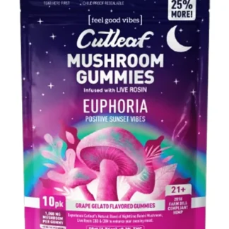 Grape Gelato Cutleaf Euphoria Mushroom Gummies 1000mg 10ct